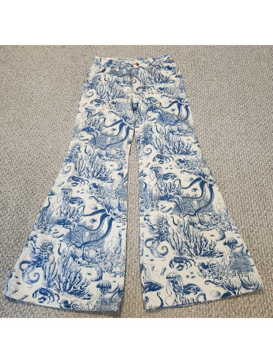 Wrangler Denim - Wrangler Wanderer Women's Blue and White High Rise Flared Jeans 24/30 NWT